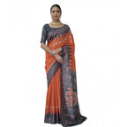Generic Women's Faux_Tussar Ikat Saree With Unstitched Blouse 5.5MtrÂ (Orange)