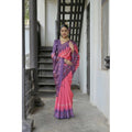  Women's Faux_Tussar Ikat Saree With Unstitched Blouse 5.5MtrÂ (Peach)