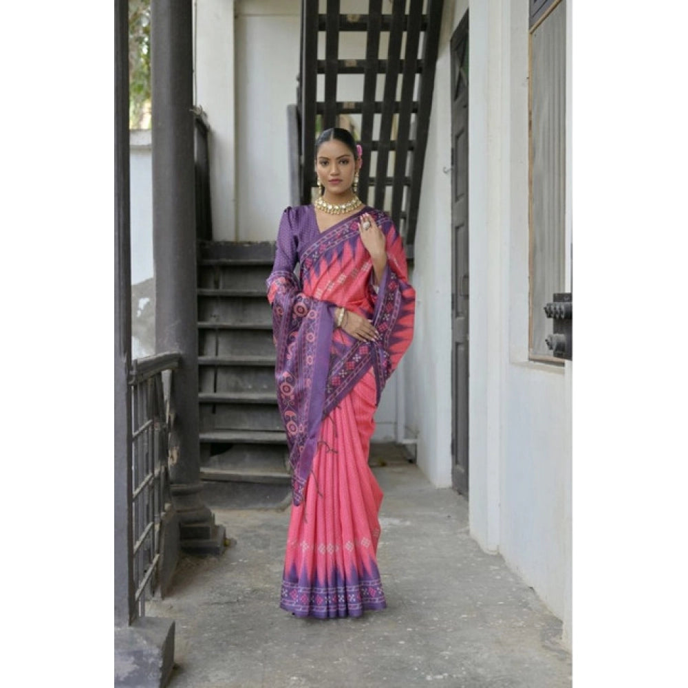 Generic Women's Faux_Tussar Ikat Saree With Unstitched Blouse 5.5MtrÂ (Peach)