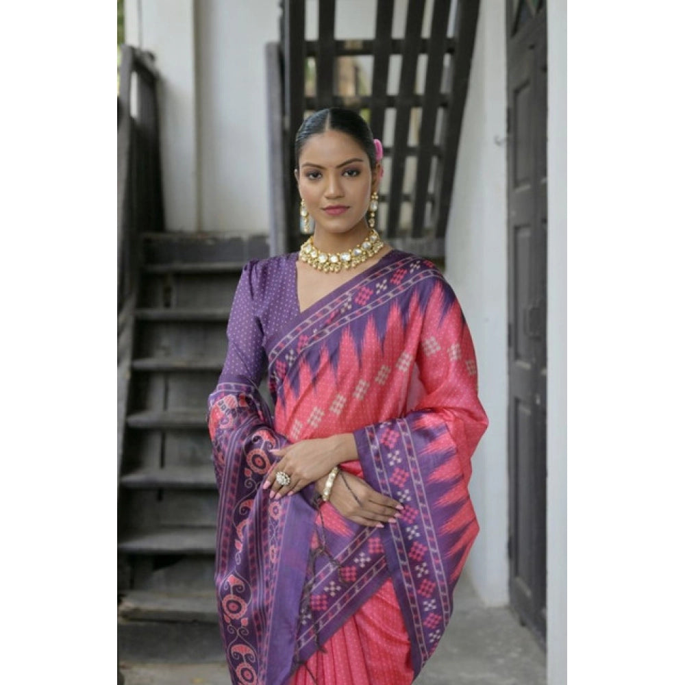 Generic Women's Faux_Tussar Ikat Saree With Unstitched Blouse 5.5MtrÂ (Peach)