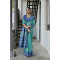  Women's Faux_Tussar Ikat Saree With Unstitched Blouse 5.5MtrÂ (Sea_Green)