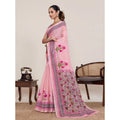  Women's Linen Floral Printed Saree With Unstitched Blouse 5.5MtrÂ (Pink)