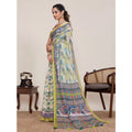  Women's Linen Floral Printed Saree With Unstitched Blouse 5.5MtrÂ (Pista Green)
