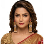 Generic Women's Zinc Alloy Gold Plated Dangler Earrings (Multicolor)