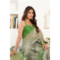  Women's Faux Linen Printed Ready to wear Saree With Unstitched Blouse 5.5Mtr (Light_Green)