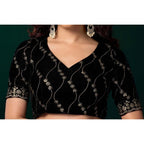 Generic Women's Net Sequence Saree With Unstitched Blouse 5.5Mtr (Olive)