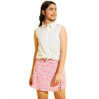 Generic Girl's Polyester Lurex Printed Sleeveless Top Set (Pink-White)