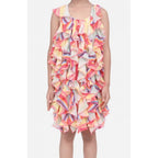 Generic Girl's Chiffon Ruffled Sleeveless Dress (Multicolor)