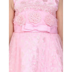 Generic Girl's Net Embroidered Sleeveless Dress (Pink)