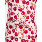 Generic Girl's Polyester Crepe Floral Bell Sleeve Dress (Red-Pink)