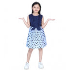 Generic Girl's Denim Polka Sleeveless Dress (Blue)