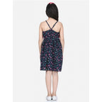 Generic Girl's Rayon Flamingo Print Sleeveless Dress (Black)