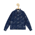 Girl's Denim Washed Flutter Jacket with Crinkle (Blue)