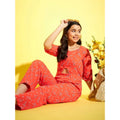  Girl's Polyester Floral 3/4th Sleeve Jumpsuit (Coral)