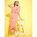  Girl's Polyester Floral Sleeveless Jumpsuit (Pink)
