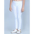  Girl's Cotton Lycra Printed Elasticated Leggings (White)