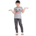  Girl's Cotton Hosiery Printed Night Suit Set (Grey-Red)