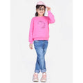  Girl's Fleece Embellished Long Sleeves Sweatshirt (Pink)