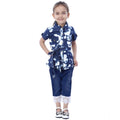  Girl's Denim Tie &amp;amp; Dye Short Sleeve Top (Blue-White)