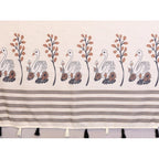 Generic Women's Linen Cotton Printed Saree With Unstitched Blouse 5.5Mtr (Off White)