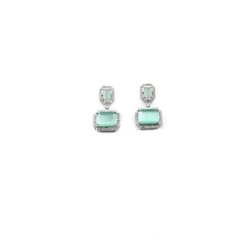 Generic Women's Brass Silver Plated Drop Earrings (Turquoise)