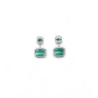 Generic Women's Brass Silver Plated Drop Earrings (Green)