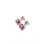 Generic Women's Brass Silver Plated Drop Earrings (Red)