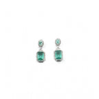 Generic Women's Brass Silver Plated Drop Earrings (Green)