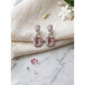  Women's Brass Silver Plated Drop Earrings (Pink)