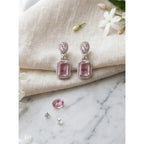 Generic Women's Brass Silver Plated Drop Earrings (Pink)