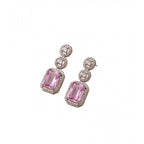 Generic Women's Brass Silver Plated Drop Earrings (Pink)