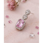 Generic Women's Brass Silver Plated Drop Earrings (Pink)