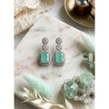  Women's Brass Silver Plated Drop Earrings (Turquoise)