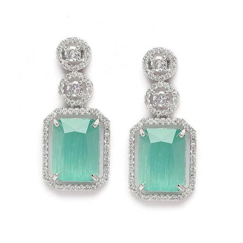 Generic Women's Brass Silver Plated Drop Earrings (Turquoise)