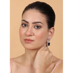 Generic Women's Brass Silver Plated Drop Earrings (Blue)