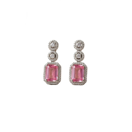 Generic Women's Brass Silver Plated Drop Earrings (Pink)