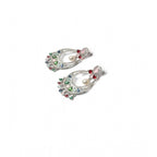 Generic Women's Brass Silver Plated Chandbali Earrings (Multicolor)