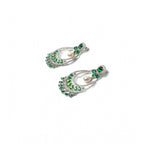 Generic Women's Brass Silver Plated Chandbali Earrings (Green)