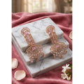  Women's Brass Silver Plated Drop Earrings (Pink)