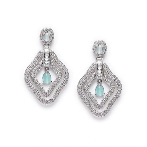 Generic Women's Brass Silver Plated Drop Earrings (Turquoise)