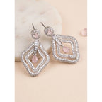 Generic Women's Brass Silver Plated Drop Earrings (Pink)