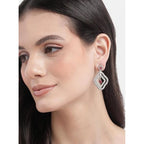 Generic Women's Brass Silver Plated Drop Earrings (Red)