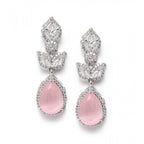 Generic Women's Brass Silver Plated Drop Earrings (Pink)