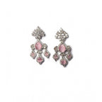 Generic Women's Brass Silver Plated Drop Earrings (Pink)