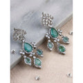  Women's Brass Silver Plated Drop Earrings (Turquoise)