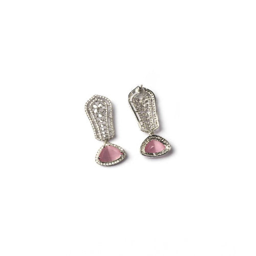 Generic Women's Brass Silver Plated Drop Earrings (Pink)