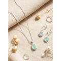  Women's Brass Silver Plated Pendant Set (Turquoise)
