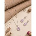  Women's Brass Silver Plated Pendant Set (Pink)