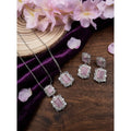  Women's Brass Silver Plated Pendant Set (Pink)