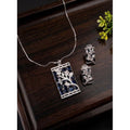  Women's Brass Silver Plated Pendant Set (Blue)